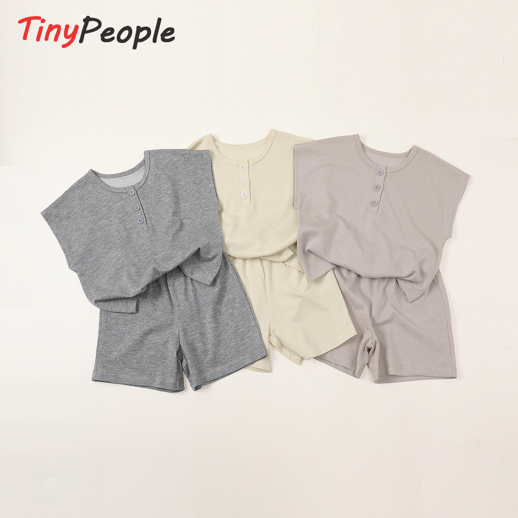 Tinypeople bebê crianças colete Shorts conjunto de duas peças 2026 verão novo estilo masculino feminino bebê Casual tern