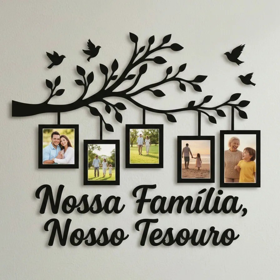 Quadro Decorativo Sala Porta Retrato Família Mdf