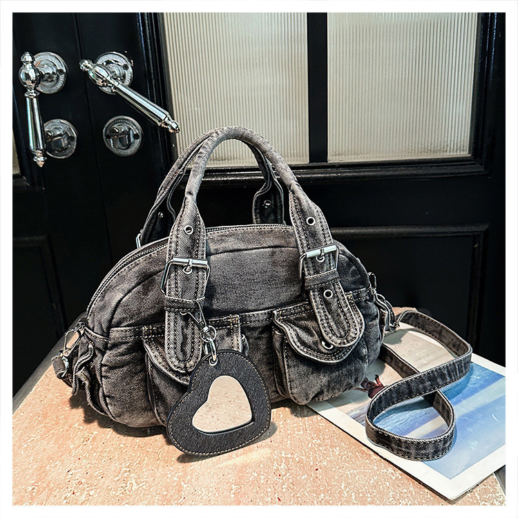 ** Sacola elegante, bolsa jeans, bolso escuro interno, pode ser portátil pode ser transversal