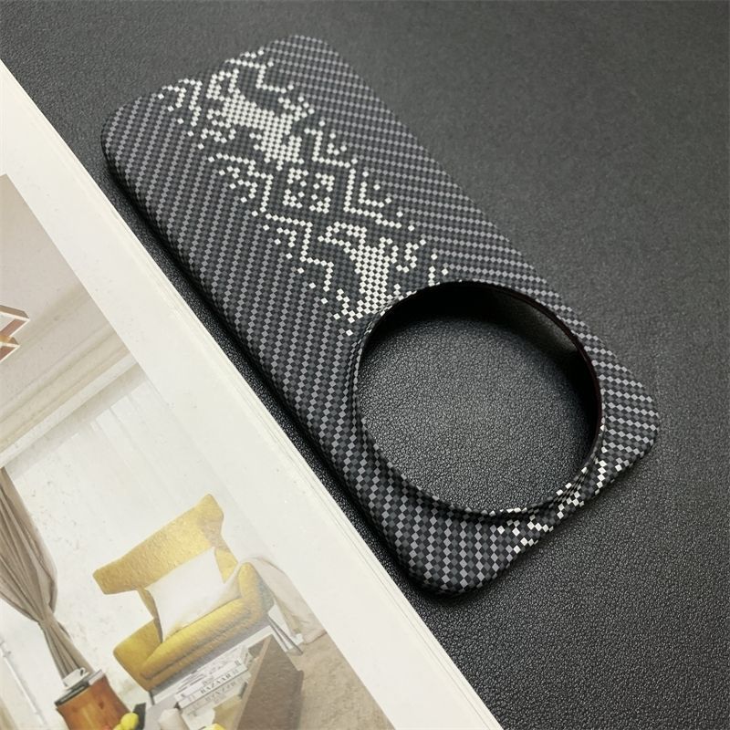 Capa para celular Xiaomi 17ultra 17 com textura de fibra de carbono Kevlar, capa rígida de meia cobertura.