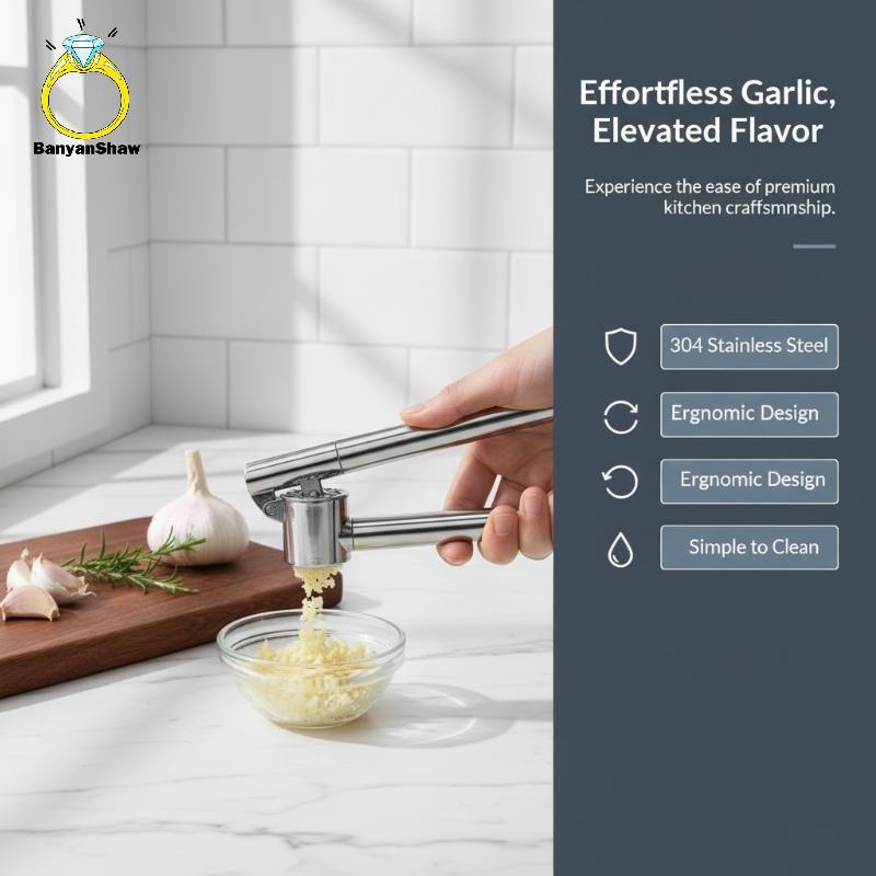 [BANY] Prensa De Alho , Espremedor Triturador De Cozinha À Prova De Ferrugem Premium Com Alça Ergonômica , Gengibre Boa