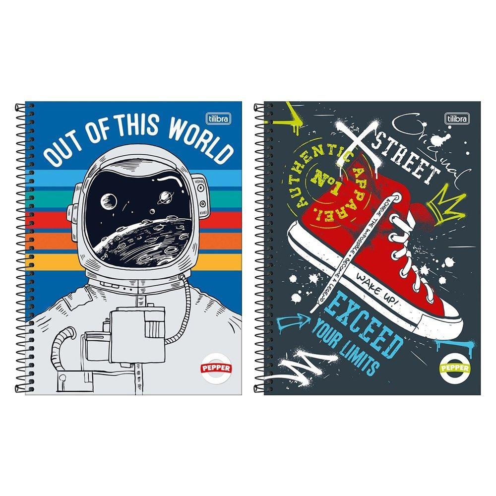 Caderno Espiral Tilibra Universitário Capa Dura Pepper Masculino 20 Matérias 320 Folhas - Embalagem com 2 Unidades