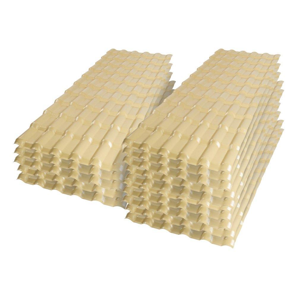 Kit com 15 Telhas PVC Plan Afort Marfim 2,42x0,88m 6 Ondas