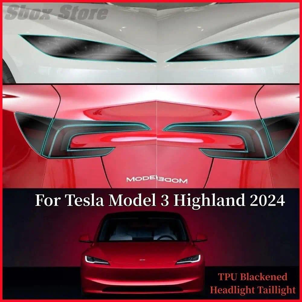 Para 2024 Novo Tesla Modelo 3 Highland TPU Enegrecido Farol Lanterna Traseira Película Protetora Lâmpada Filmes De Mudan