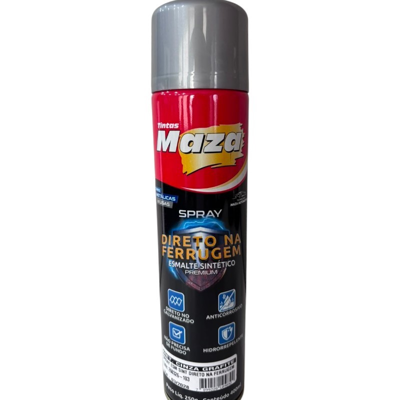 TINTA ESMALTE MAZA DIRETO FERRUGEM CINZA GRAFITE AEROSOL