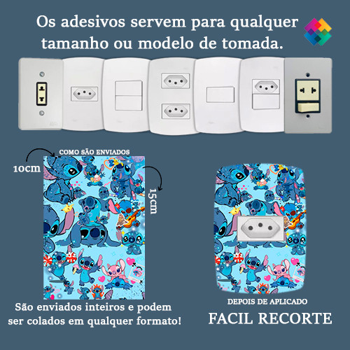 Adesivo para Interruptor Luz Tomada Stitch Todos os Modelos