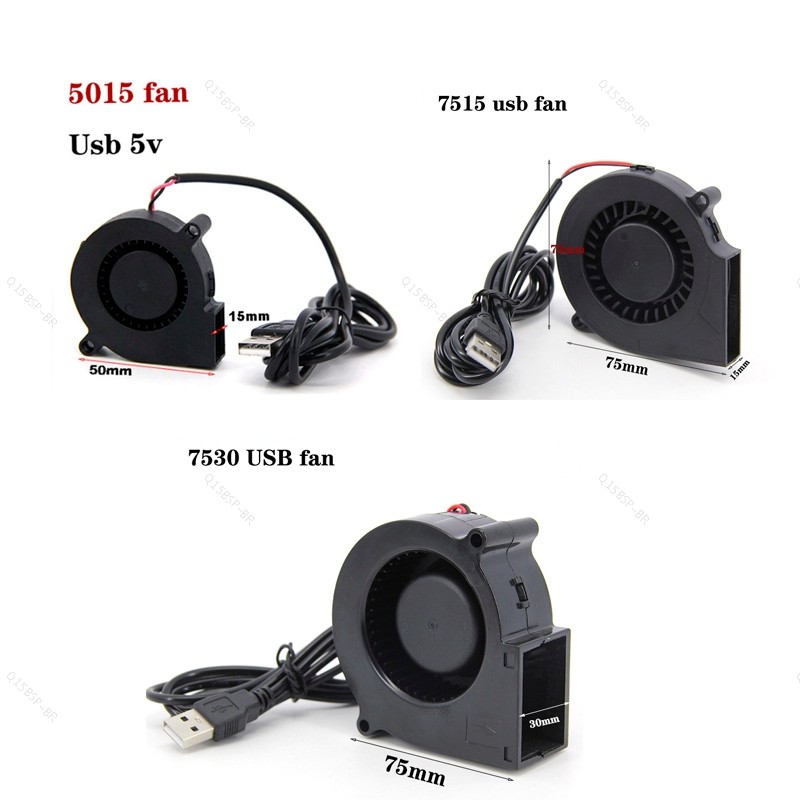 DC 5cm 5V USB 5015 7515 7530 Ventilador Turbo De Refrigeração Sem Escova Para Impressora 3D Refrigerador Inversor Energi