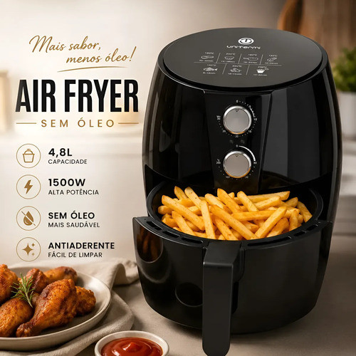 Fritadeira Elétrica Airfryer Unitermi 4,8l Preta Premium