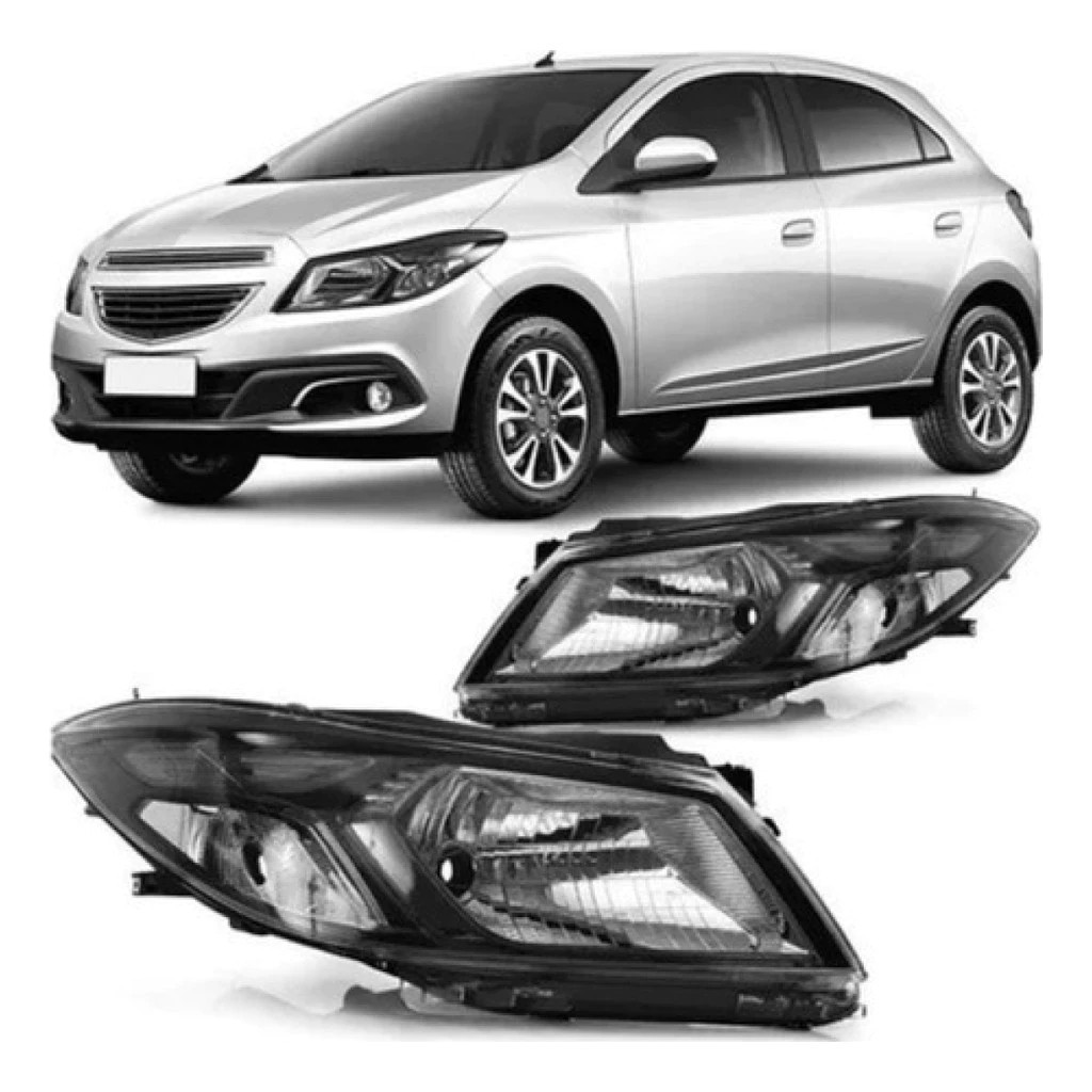 Par Farol Onix Prisma Lt Ltz Joy 2012 2013 2014 2015 2016 Máscara Negra