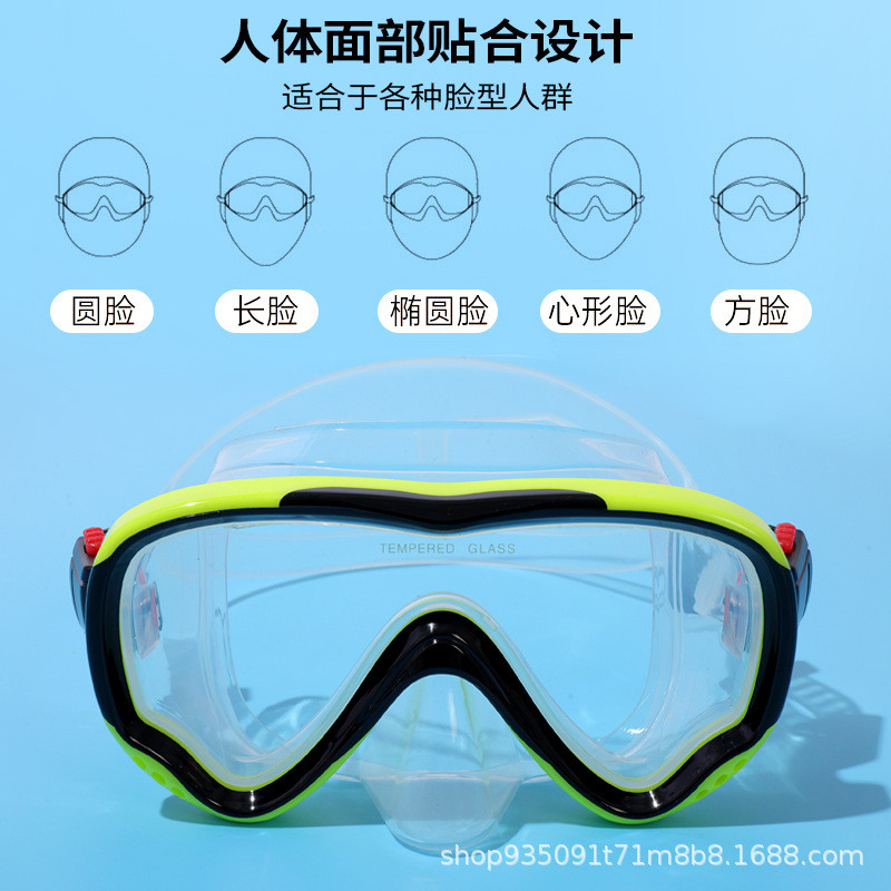 Óculos de mergulho de alta definição com proteção nasal, máscara integrada, snorkel totalmente seco, conjunto de 