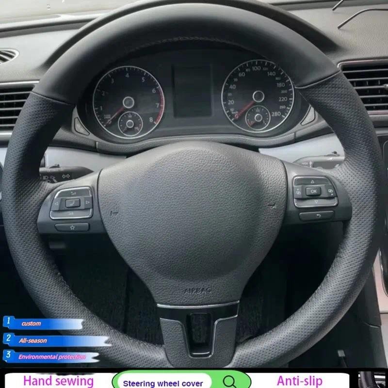 Capa De Volante Macia De Couro Genuíno Para Volkswagen Golf 6 VI Plus Polo Tiguan Caddy Jetta Coldre Acessórios Do Carro
