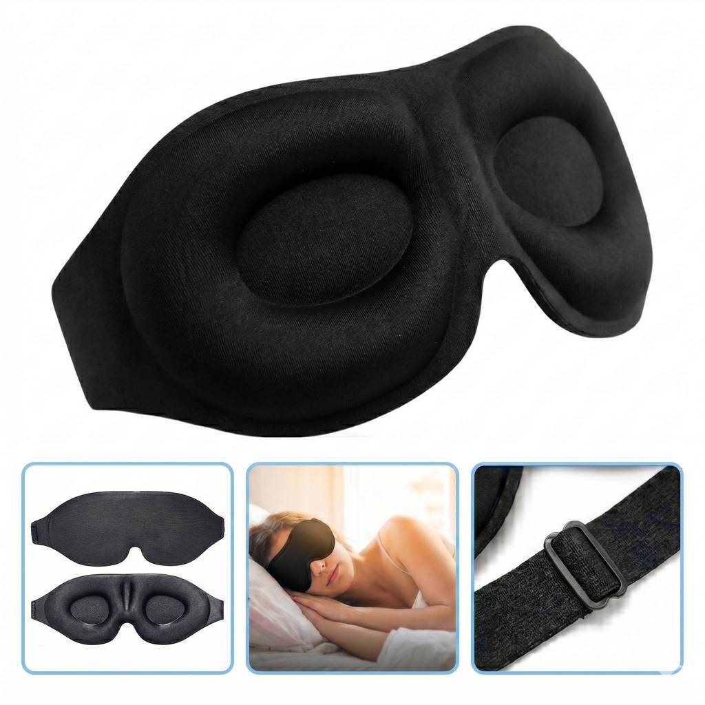 Máscara De Dormir 3D Blackout Ajustável Para Viagem Descanso