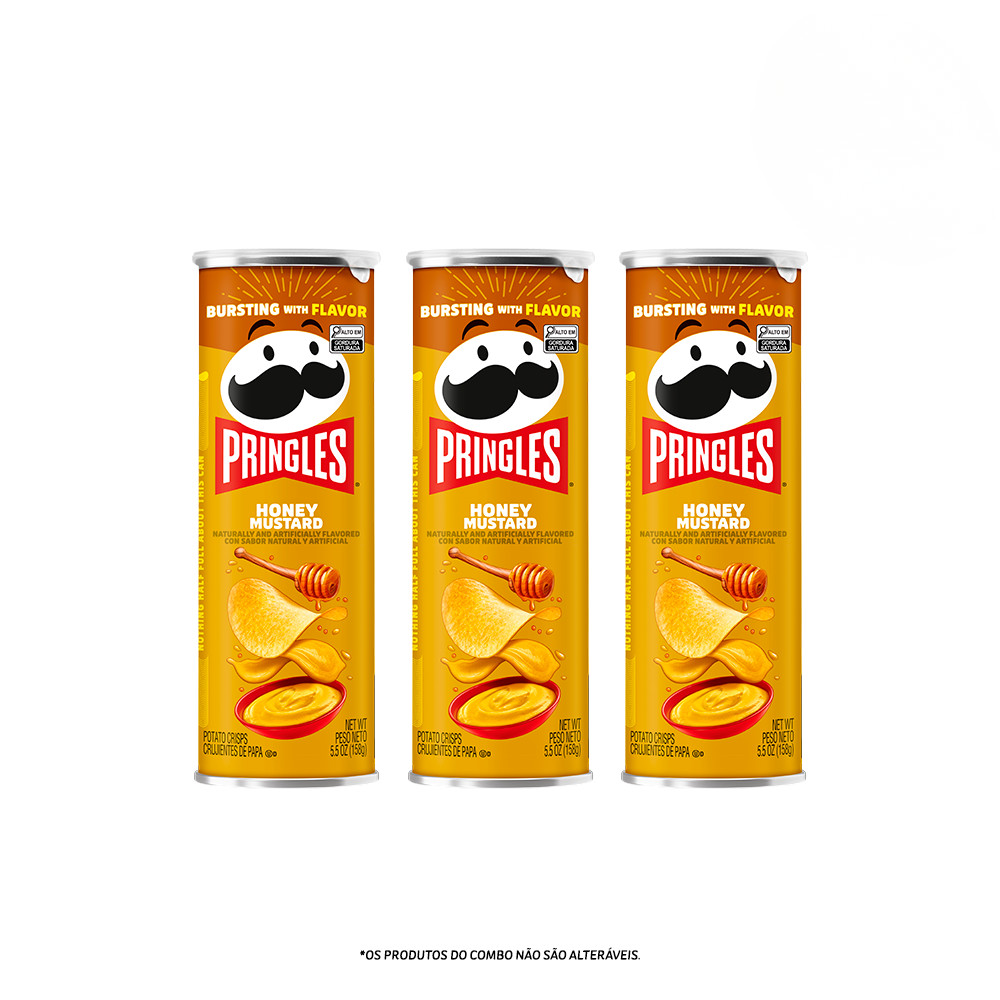 Combo Pringles Importada Honey Mustard Crisps 158g 3 unidades