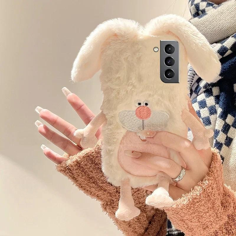 Capa 3D Fofa De Orelha De Coelho Para Samsung Galaxy S24 S23 S22 A15 A05 A25 A35 A55 A04E A14 A24 A34 A54
