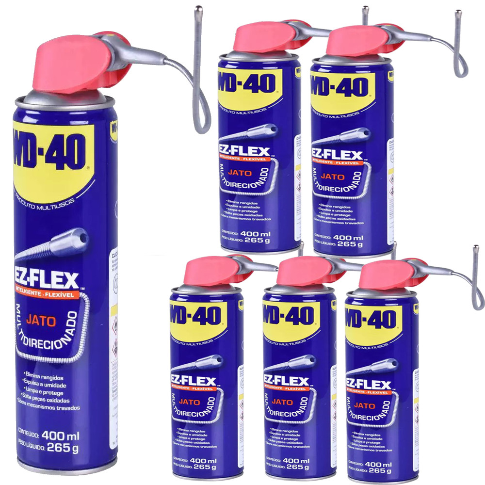 Kit 6 Wd-40 Ez Flex Jato Direcionável 400ML Desengraxante Poderoso