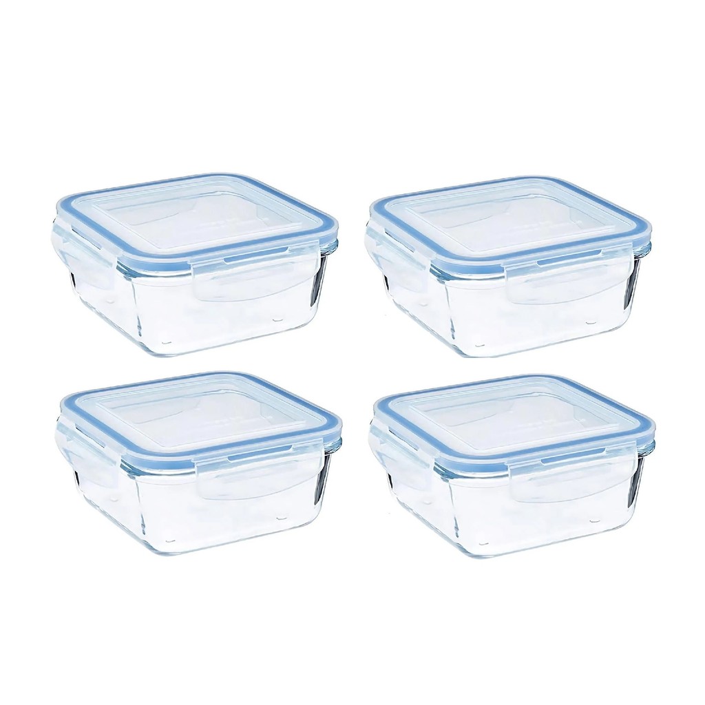 4 Potes Guardar Comida Mantimentos Hermético 1,05L Geladeira Freezer Micro-ondas Marmita Kit Jogo Bpa Free Antivazamento