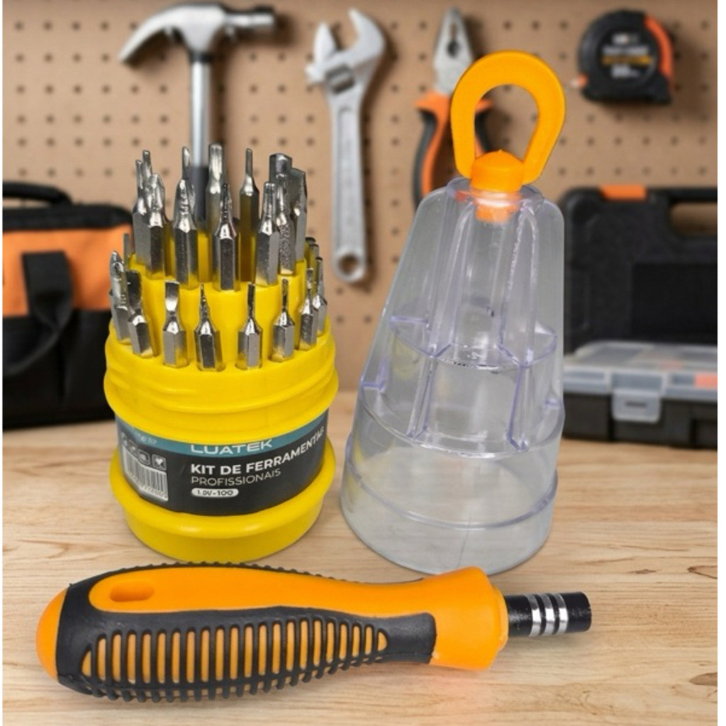 Kit Chave de Precisão Fenda Philips Alen Torx 31 Peças Reparo Celular Notebook Eletrônico