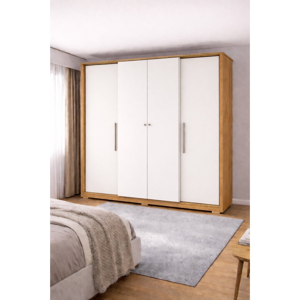 Guarda Roupa Casal 4 Portas 2 Gavetas Mônaco Espresso Móveis Branco/Marrocos/Off White Marrocos/Off White