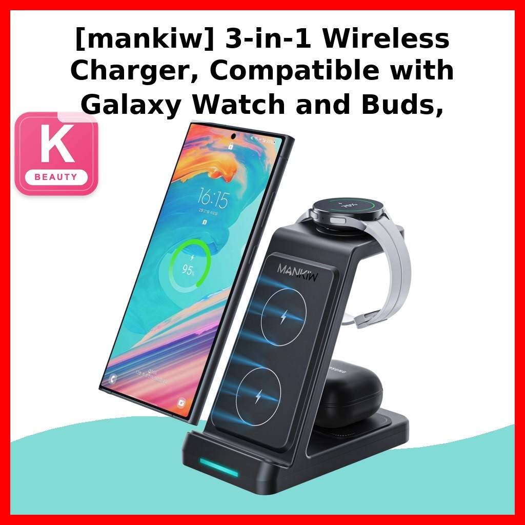 [mankiw] Carregador Sem Fio 3 Em 1 , Compatível Com Galaxy Watch E Buds , Suport