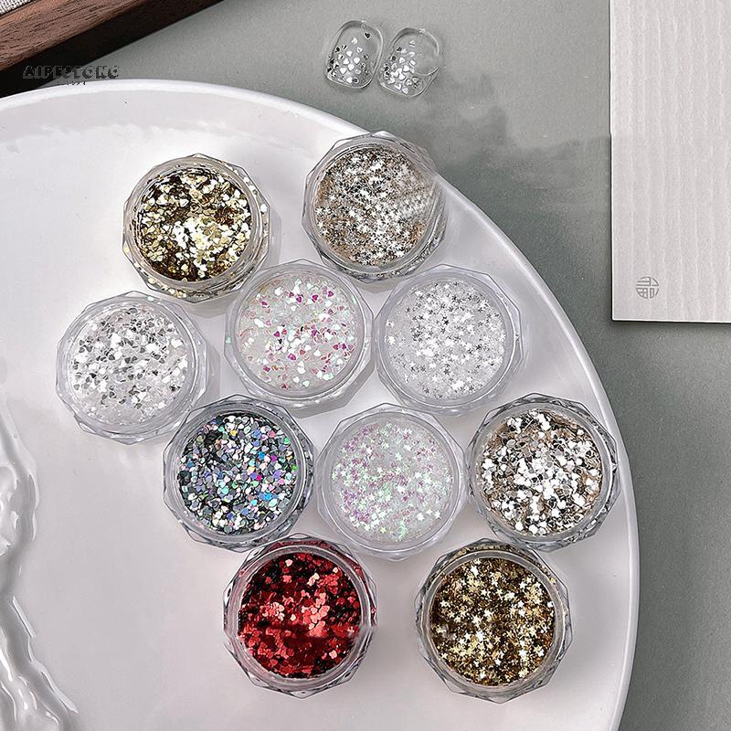 Mini Espumante Coração Estrela Prego Glitter Pentagrama Decoração Do Salão De Beleza Design Acessórios DIY Da Arte