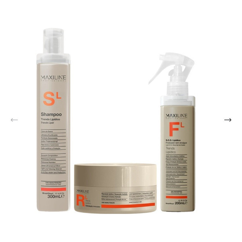Kit Trends Lipídico Shampoo, Máscara E Finalizador Maxiline