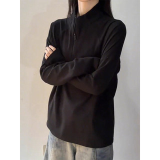 Americano meio zíper alemão veludo camisa de fundo masculino outono inverno ao ar livre Fitness esportes de manga compri