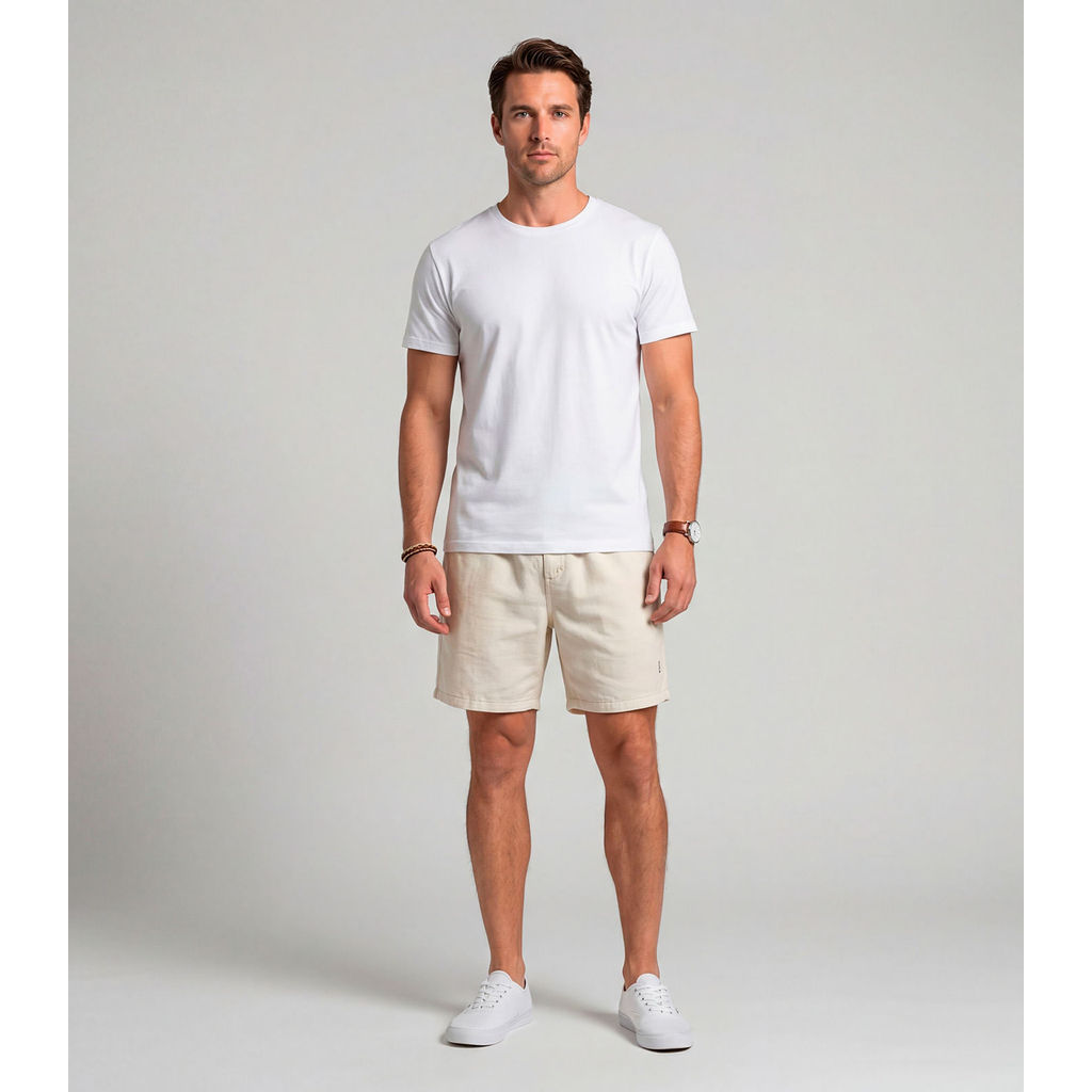 Bermuda Masculina Com Bolsos E Cós Elástico Rox Bege