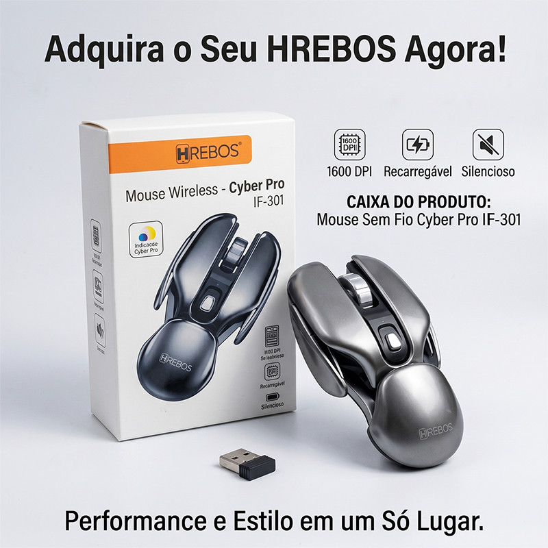 HREBOS x HEYOO Mouse gamer IF-301 aerodinâmico ergonômico botões laterais ajustável DPI