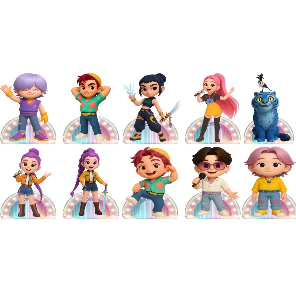 Guerreira do Kpop Cute Kit Com 10 Displays de Mesa 20 cm Decoração Festa
