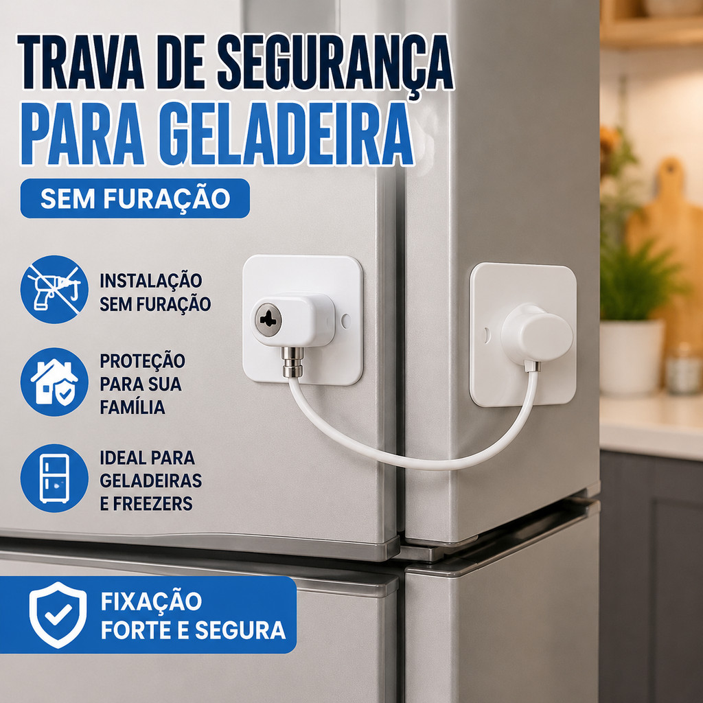Trava Tranca Com Chave Limite Ventilação Sem Perfuração Fixação Livre Para Geladeira Freezer Porta Janela Gaveta