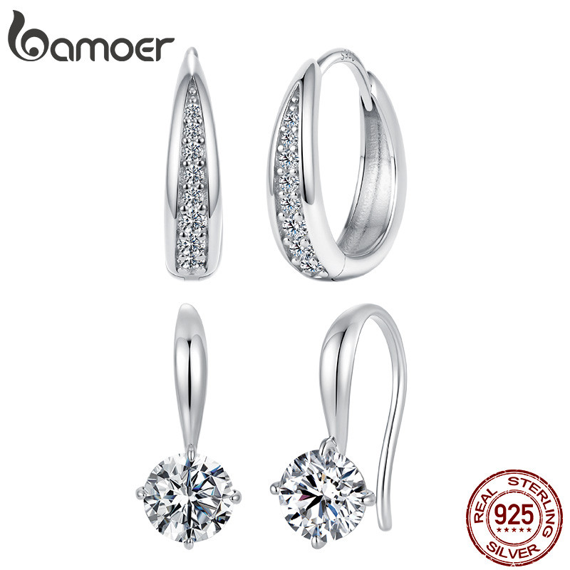 Brincos De Moissanite De Prata Esterlina 925 Bamoer Brilhando Casamento Com Certificado Joias Da Moda Para Presente Femi