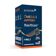 NOVO Ômega 3 Antiox+ 60 Cápsulas - Ômega 3 Ultra Puro EPA 660 mg e DHA 515 mg Puravida