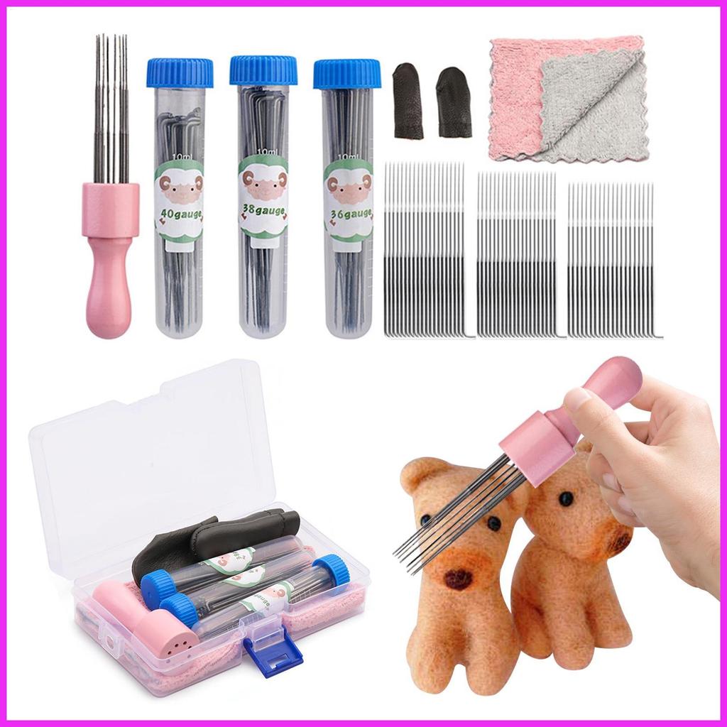 Kit De Feltro De Agulha De Lã Para Iniciantes , Kits , Ferramenta De Fabricação De Bonecas Com Protetores De Dedo , Teso