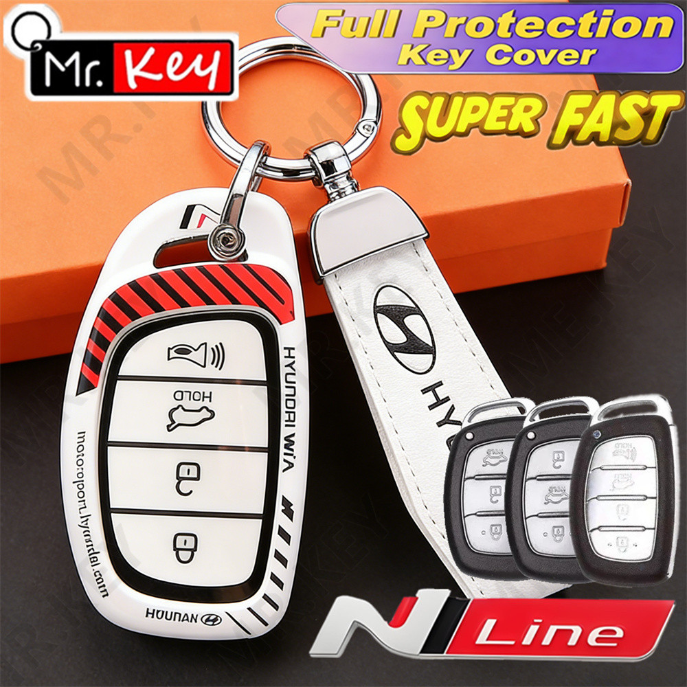 [Mr.Key] Capa De Chave De Corrida N Line Para Hyundai Ix35 I30 Tucson Santa Fe Rena Sonata Elantra Creta Fob
