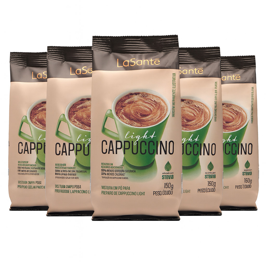 Kit Cappuccpino Light Tradicional La Sante 150g Pouch Adoçado com Stevia Envio Imediato Promoção