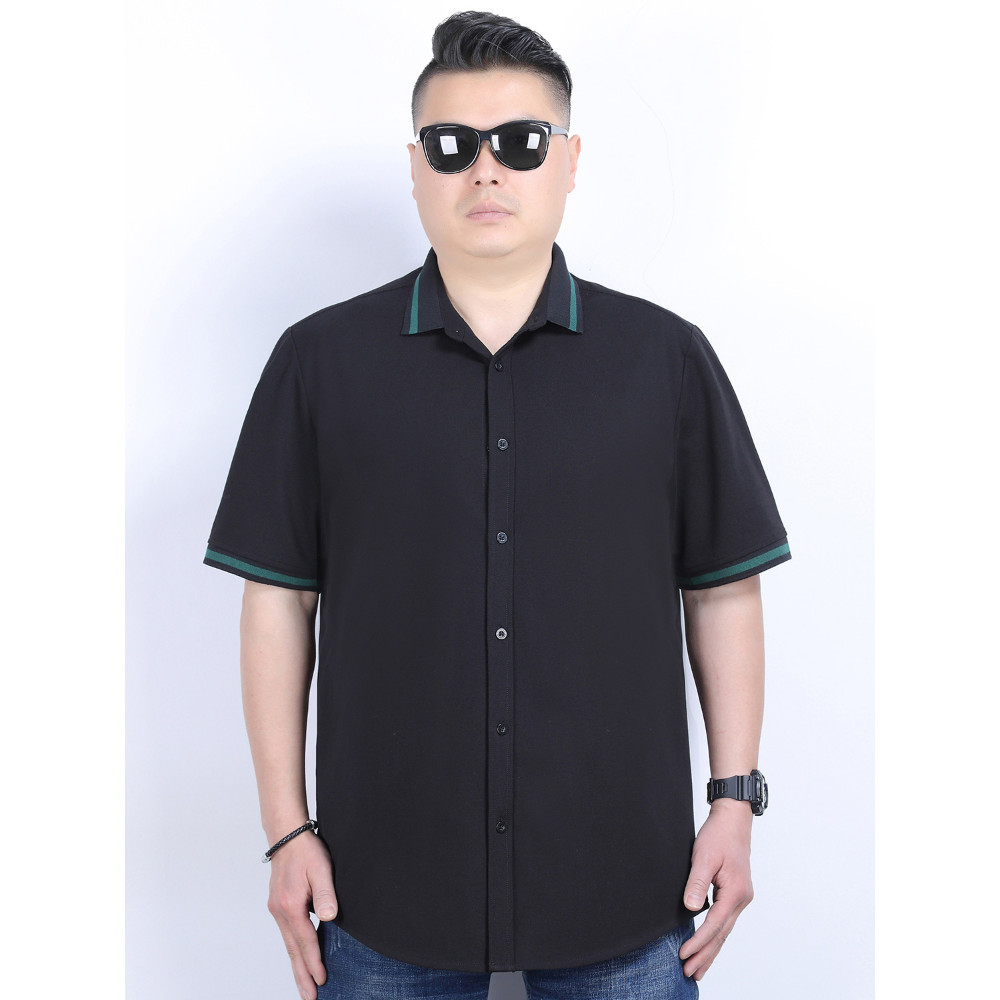 Plus size roupas masculinas estilo verão na moda solto gordo plus size lapela masculina camisa de manga curta fina C211