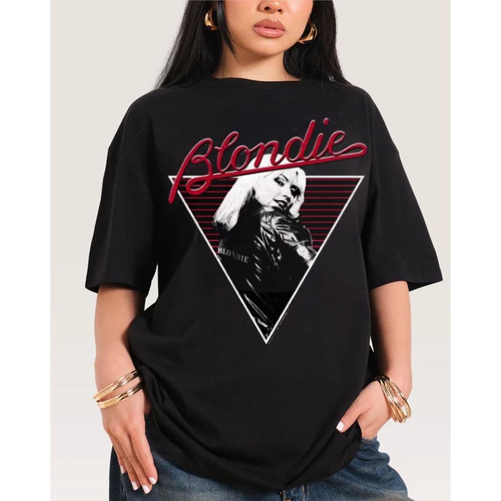 「Mina Hana」Camiseta Feminina Blondie Banda Rock Estampa Colorida Confortável Atemporal Estilosa Tendência