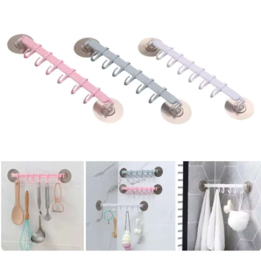 Gancho Ventosa para Banheiro com 6 Fileiras Cabide Parede Cozinha Azulejo Sem Furo em Oferta na Shopee