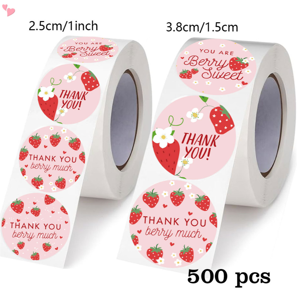 Etiquetas De Agradecimento De Morango , 500 Peças/Rolo , 6 Designs , Frutas Doces , Muito Adesivos , Selos De Envelope D em Oferta na Shopee