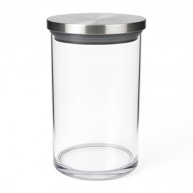 Pote de Vidro Redondo Transparente para Mantimentos com Tampa de  Inox 1350 ml