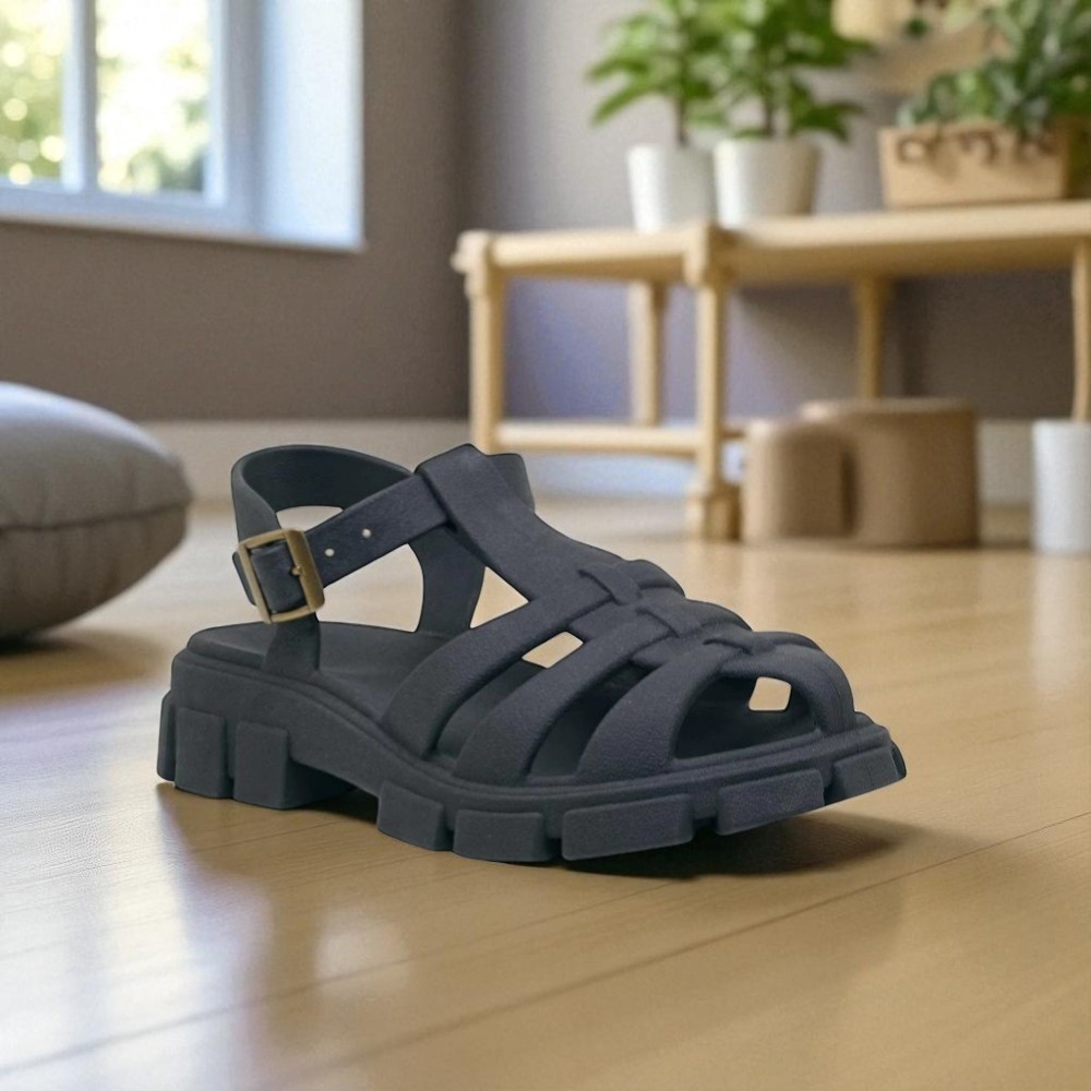 Sandália Feminina Plataforma Tratorada Aranha Fivela Confortável Gladiadora Fisherman