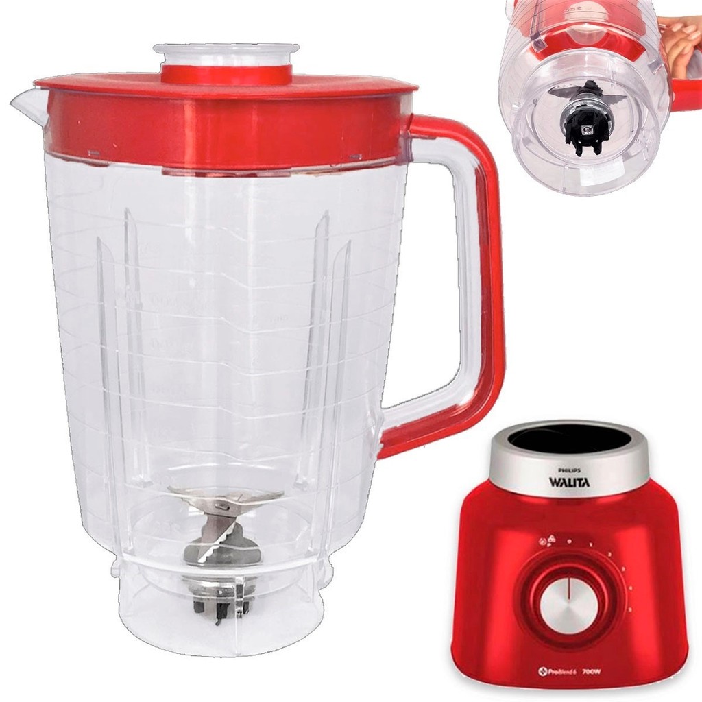 Copo de Liquidificador Para Walita Philips Ri2134 Ri2135 Walita Problend Vermelho