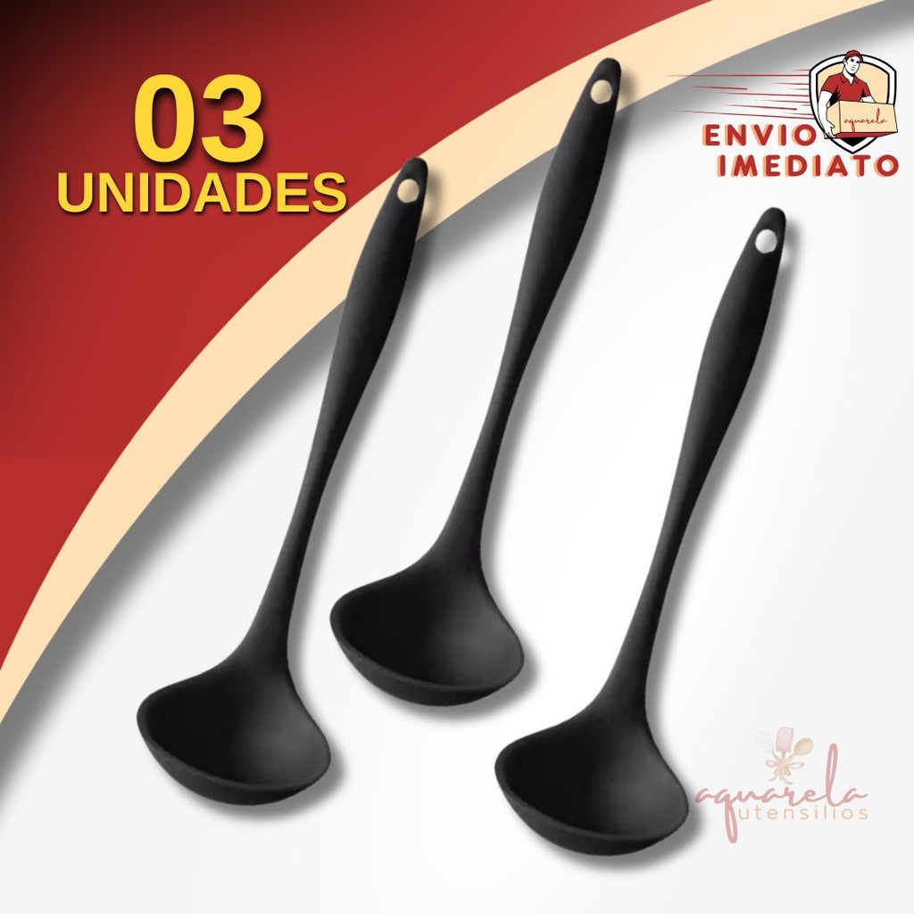 Kit Concha de Silicone para Feijão, Sopas e Caldos Utensilio de Cozinha que Não Arranha Panela