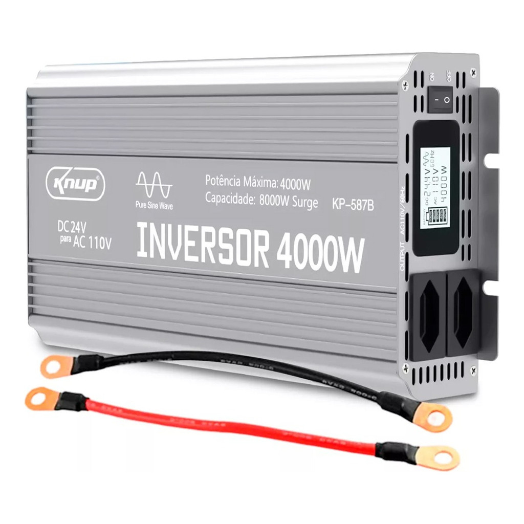 Inversor De Tensão 4000w Com Visor 24v/110v Onda Senoidal