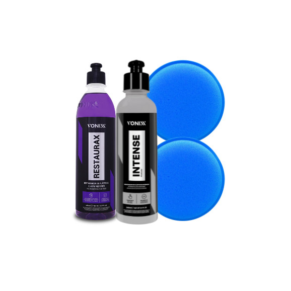 Kit Restaurax 500ml + Intense 500ml + 2 Aplicador De Espuma Restauração Interna e Externa Vonixx