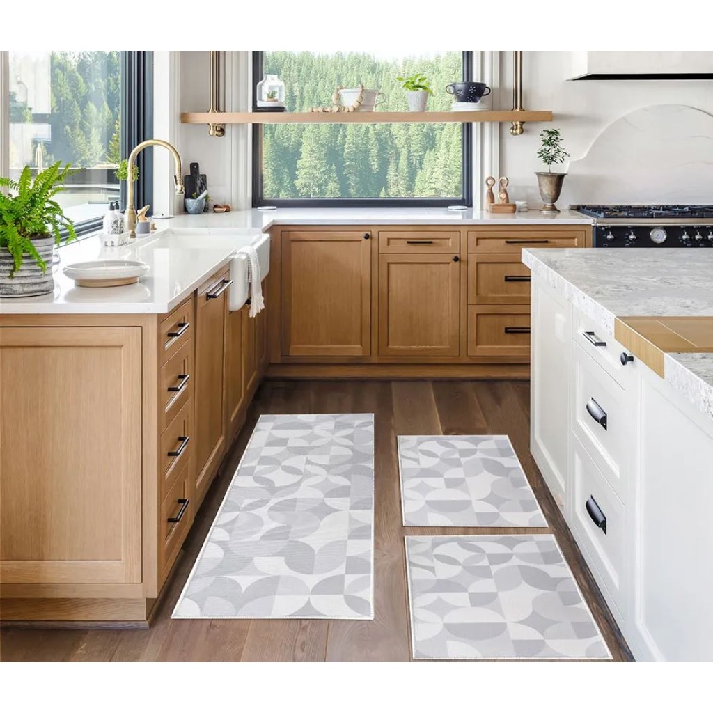 Kit Tapetes Para Cozinha C/3 Peças Allegra Estampa Mosaico Jolitex