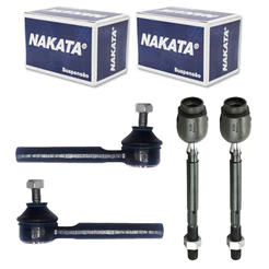 Kit 2 Terminal Direção 2 Barra Axial Uno Mille 1992 ate 2012 Mecânico Original Nakata