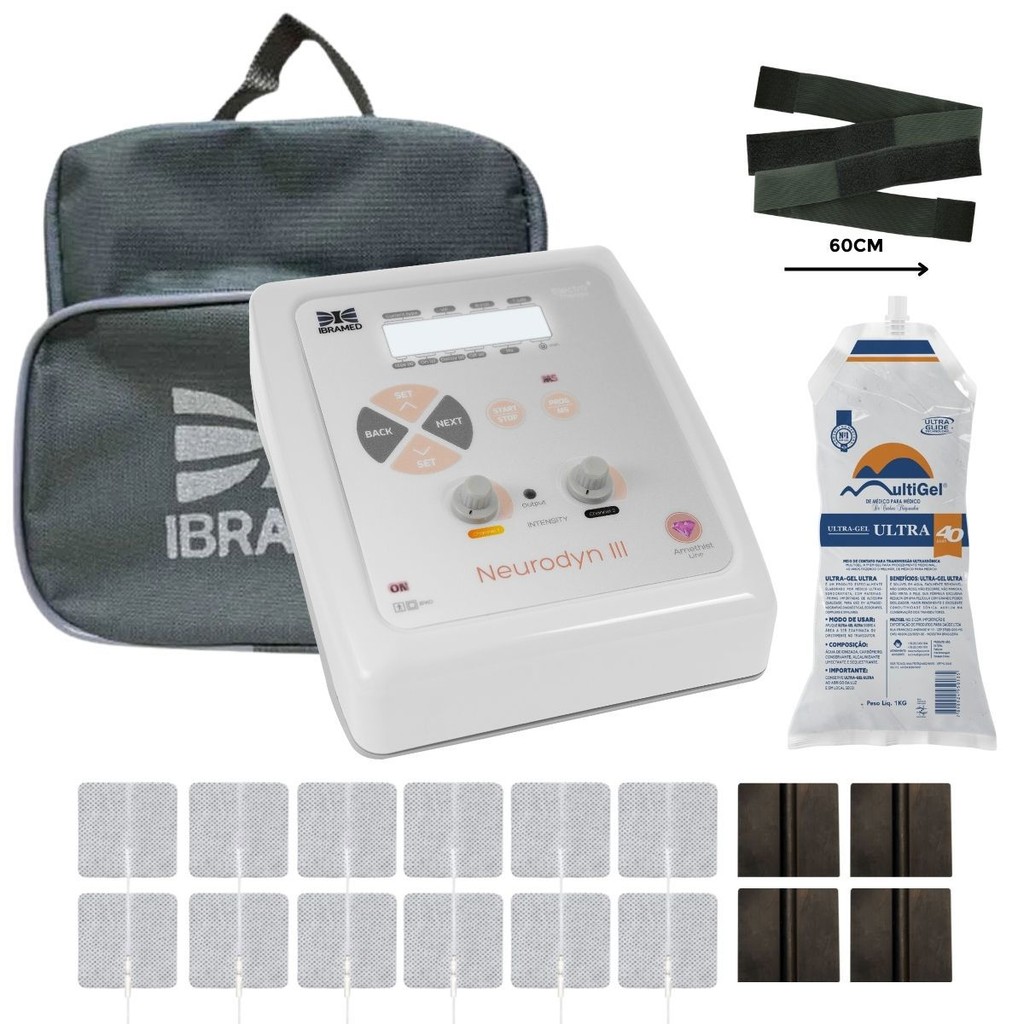 Neurodyn III + Gel 1KG + 2 Faixa 60cm + 12 Eletrodos Adesivo em Oferta na Shopee