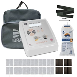 Neurodyn III Tens Fes Ibramed Kit Gel 1Kg 2 Faixas 60cm 12 Eletrodos Terapia Dor
