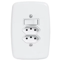 Interruptor Ideale Pluzie 1 Tecla Simples + 2 Tomadas 2P+T 20A Com Placa 4x2 Branca